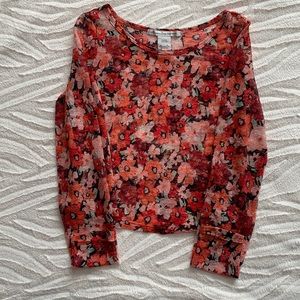 Like New American Rag Sheer Floral Shirt